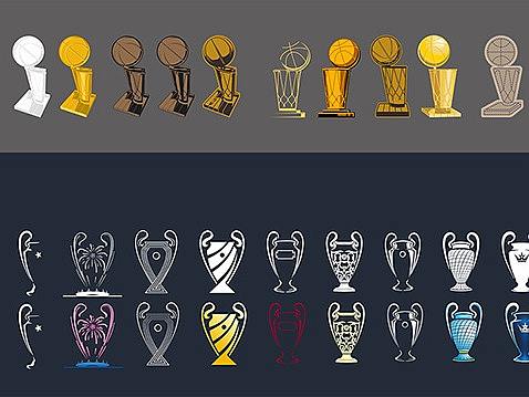 nba总冠军奖杯LOGO与欧冠历届赛事LOGO