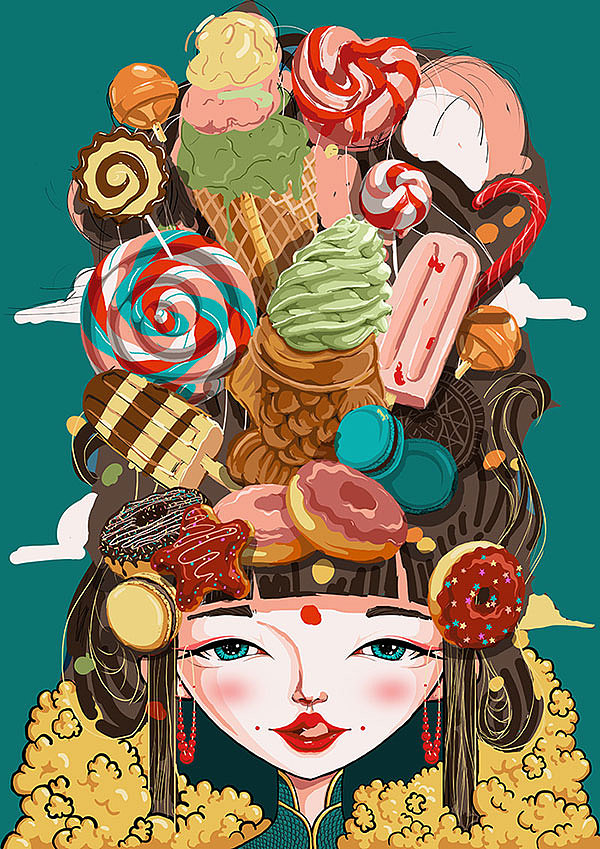 尝试甜腻的中国风_板绘插画_梦想系列一|插画|艺术插画|jmladamu