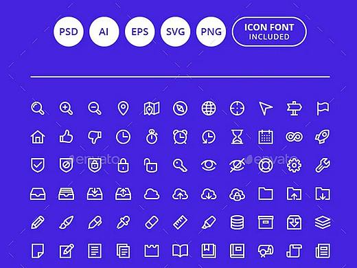 为网站&UI设计准备的Icon字体资源
