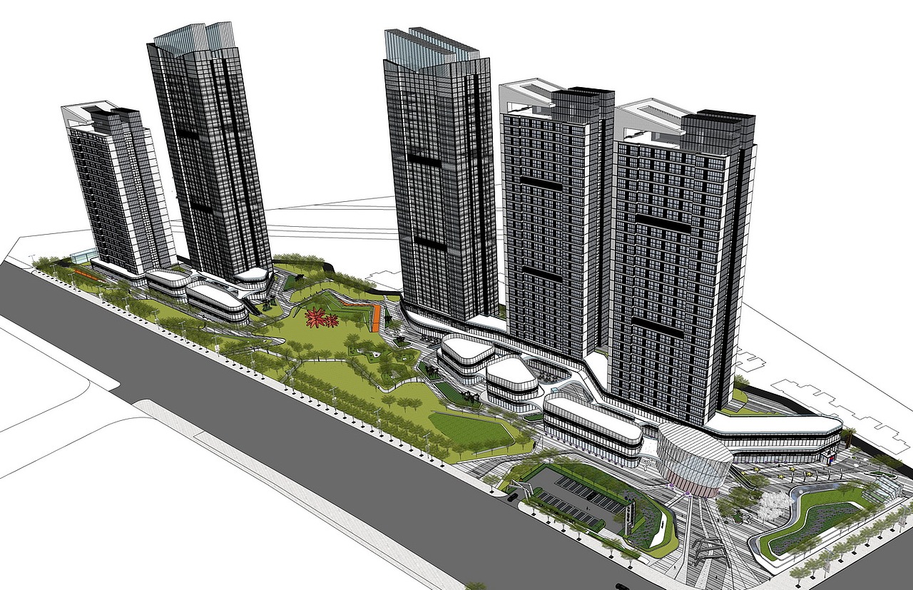 旭辉星空之城商业街景观SU模型下载