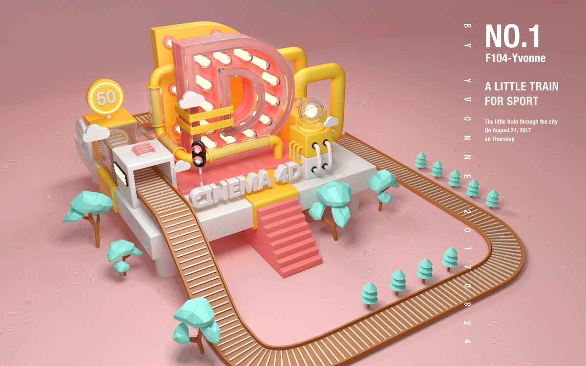C4D动效-小火车跑啊跑（图ZODk0NTczNDA=） - 场景 - 站酷设计师yyydddy原创素材 - 站酷ZCOOL