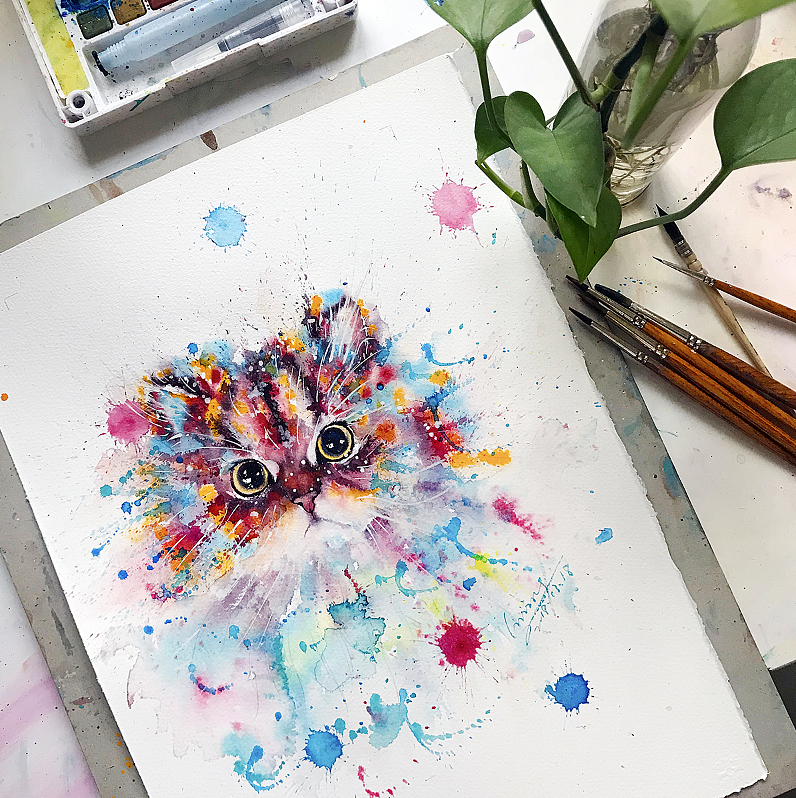 水彩下的貓青年（圖ZMTE0ODYxNDEy） - 商業(yè)插畫 - 站酷設(shè)計(jì)師lvireland原創(chuàng)素材 - 站酷ZCOOL