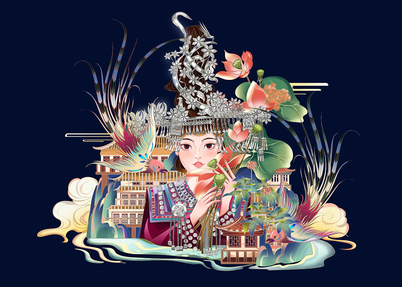 境,三生三世十里桃花多元建筑的印照,侗族与苗族中极具造型的民族腔调