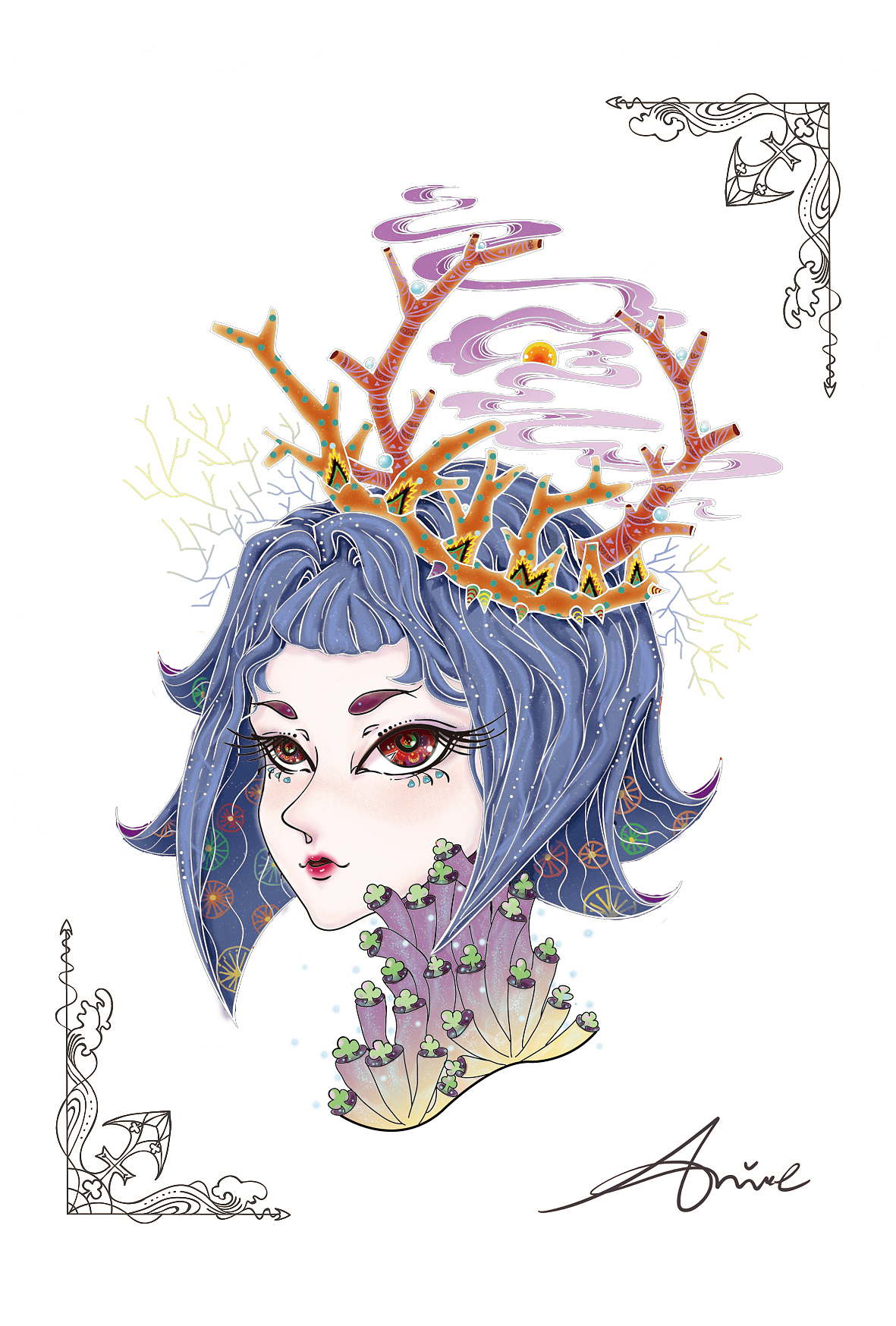 【毕设】海之塚(原创*海洋生物系列插画)之 明信片