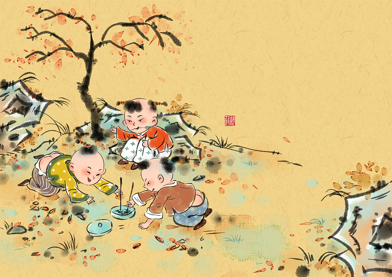 水墨风儿童插画国学经典