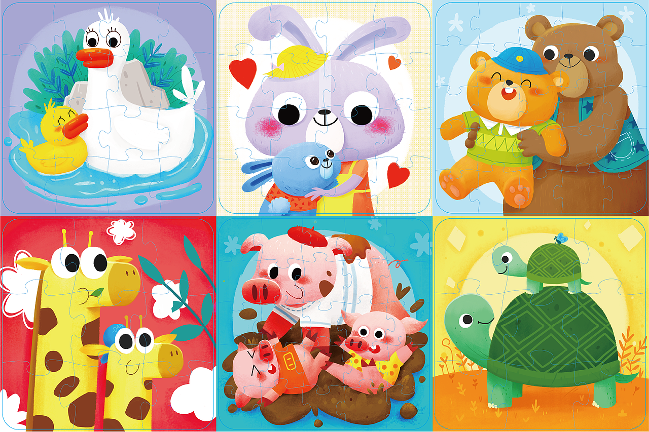 兒童mini拼圖（圖ZMjUyNjM1MDY4） - 兒童插畫(huà) - 站酷設(shè)計(jì)師阿蛋的成長(zhǎng)記錄原創(chuàng)素材 - 站酷ZCOOL