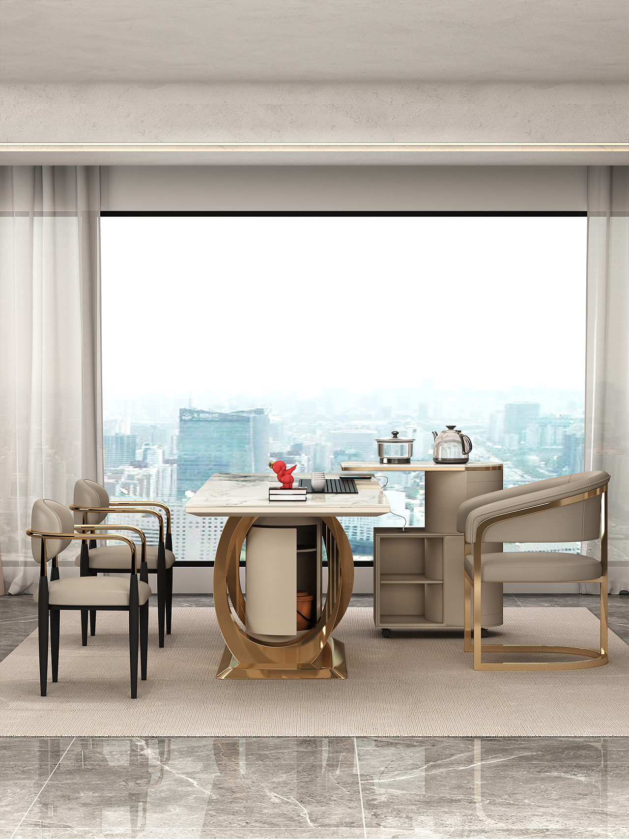 茶桌3d建模渲染效果图制作|空间|商业空间设计|雅色视觉设计 - 原创