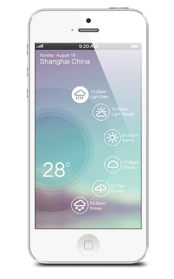 天气预报APP概念设计-首页（图ZNDM1MzA5NjA=） - APP界面 - 站酷设计师可可乐乐子原创素材 - 站酷ZCOOL