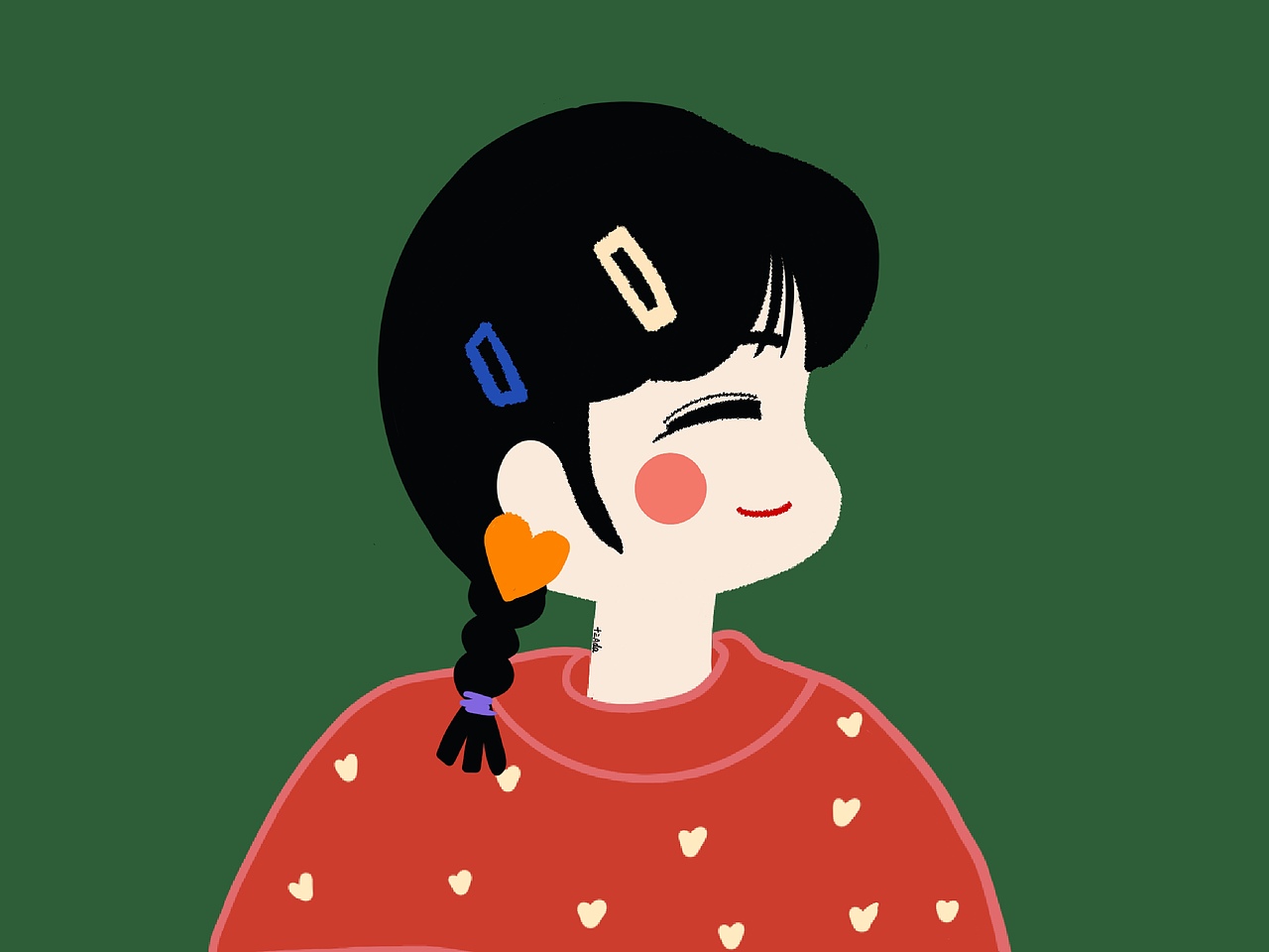 原创插画头像|侧面可爱女生