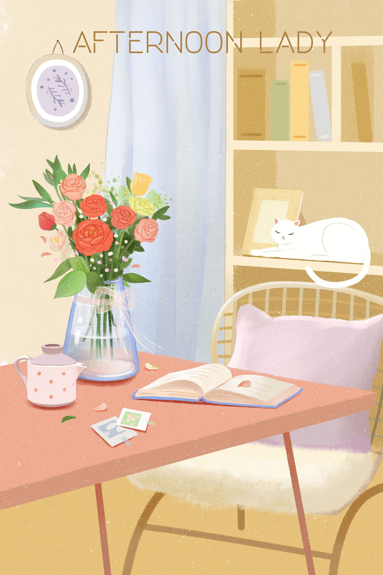 插画—猫小姐的惬意生活 书房 咖啡店|插画|商业插画|阿特猫design - 