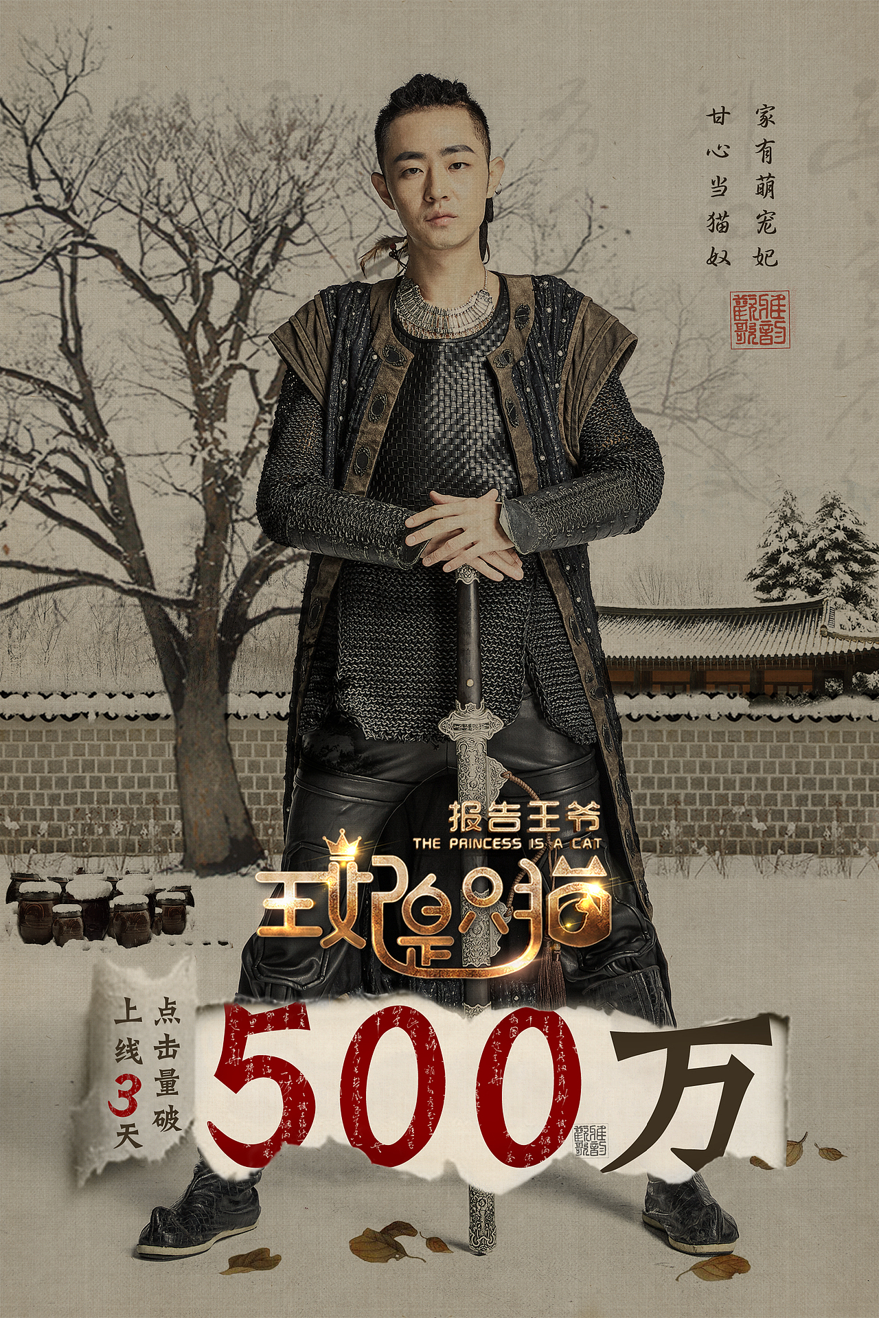 网剧《报告王爷,王妃是只猫海报》数据海报设计