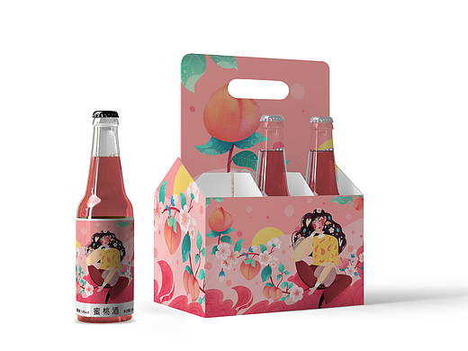 果酒包装 插画 蜜桃