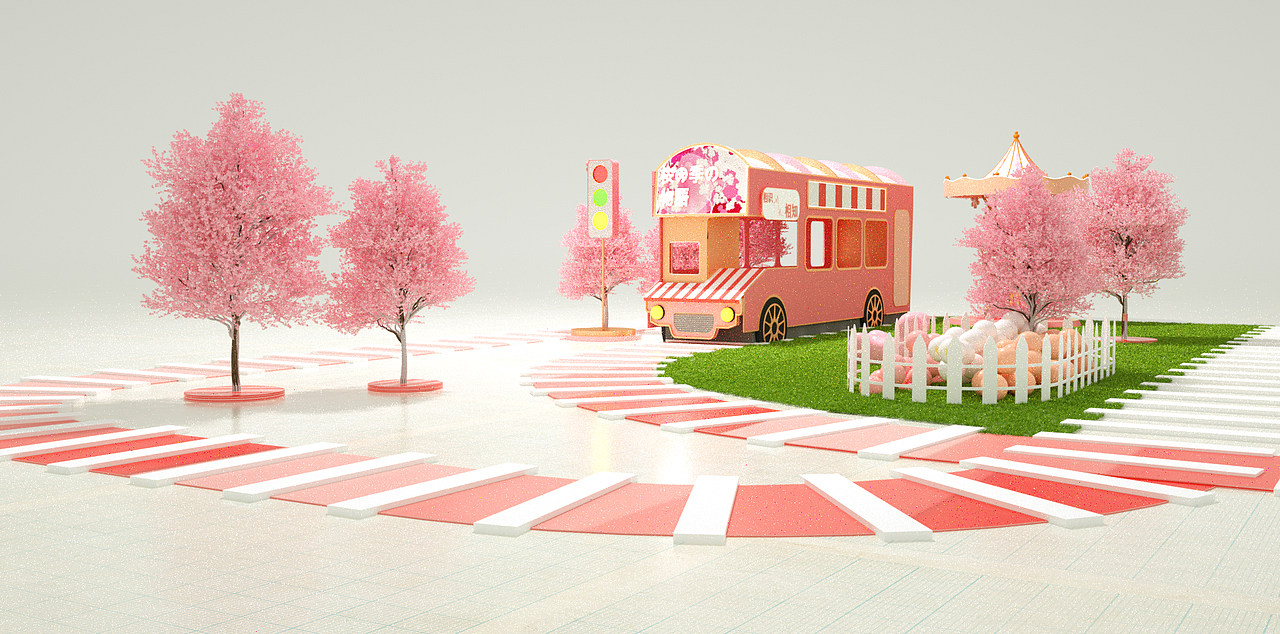 2020商业美陈设计-樱花车站（图ZMjA2MTc5OTky） - 展陈设计 - 站酷设计师侠客行不行原创素材 - 站酷ZCOOL