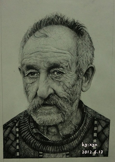 钢笔手绘老人头 - 原创作品 - 站酷(zcool)