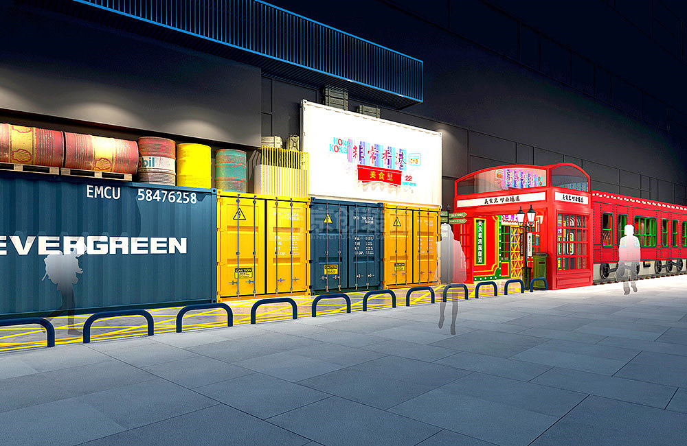 2000平港式美食广场设计装修效果图-京创装饰（图ZMTY3NzMxODY0） - 家装设计 - 站酷设计师郑州京创装饰公司原创素材 - 站酷ZCOOL