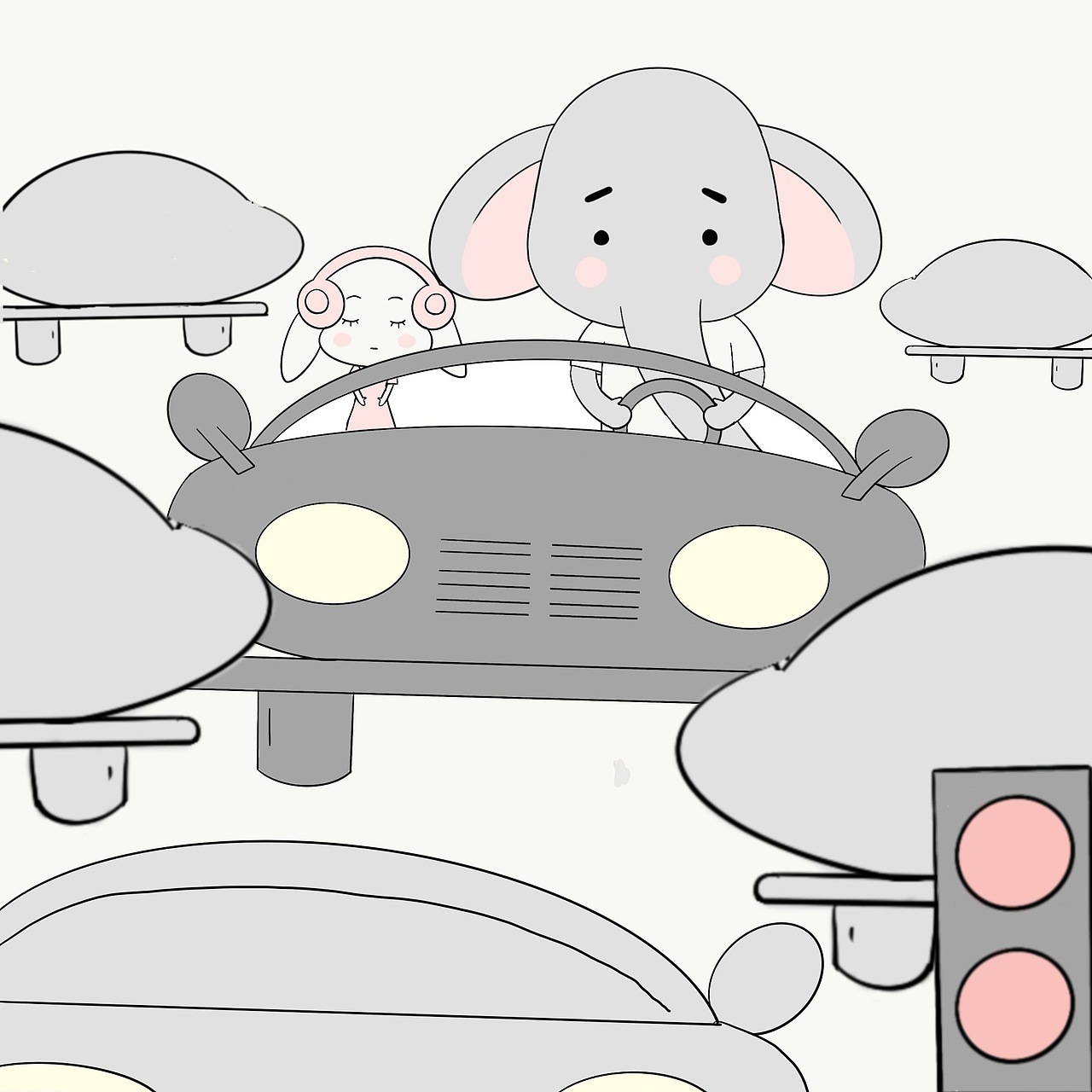 大象先生和兔子小姐的日常生活（图ZMjE0NDUxODU2） - 艺术插画 - 站酷设计师一白冉冉原创素材 - 站酷ZCOOL