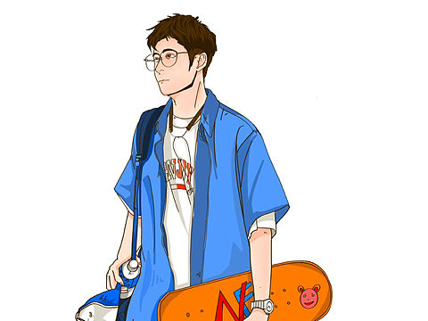 滑板🛹小哥哥（个人主页-ZNjIzNzk5Mjg=） - 商业插画 - 站酷设计师G千painting原创素材 - 站酷ZCOOL