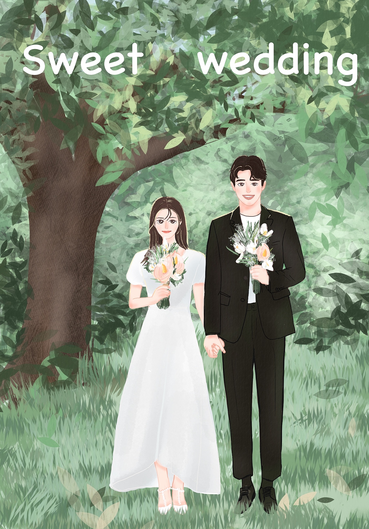 婚纱转插画,婚礼请柬订制封面分享