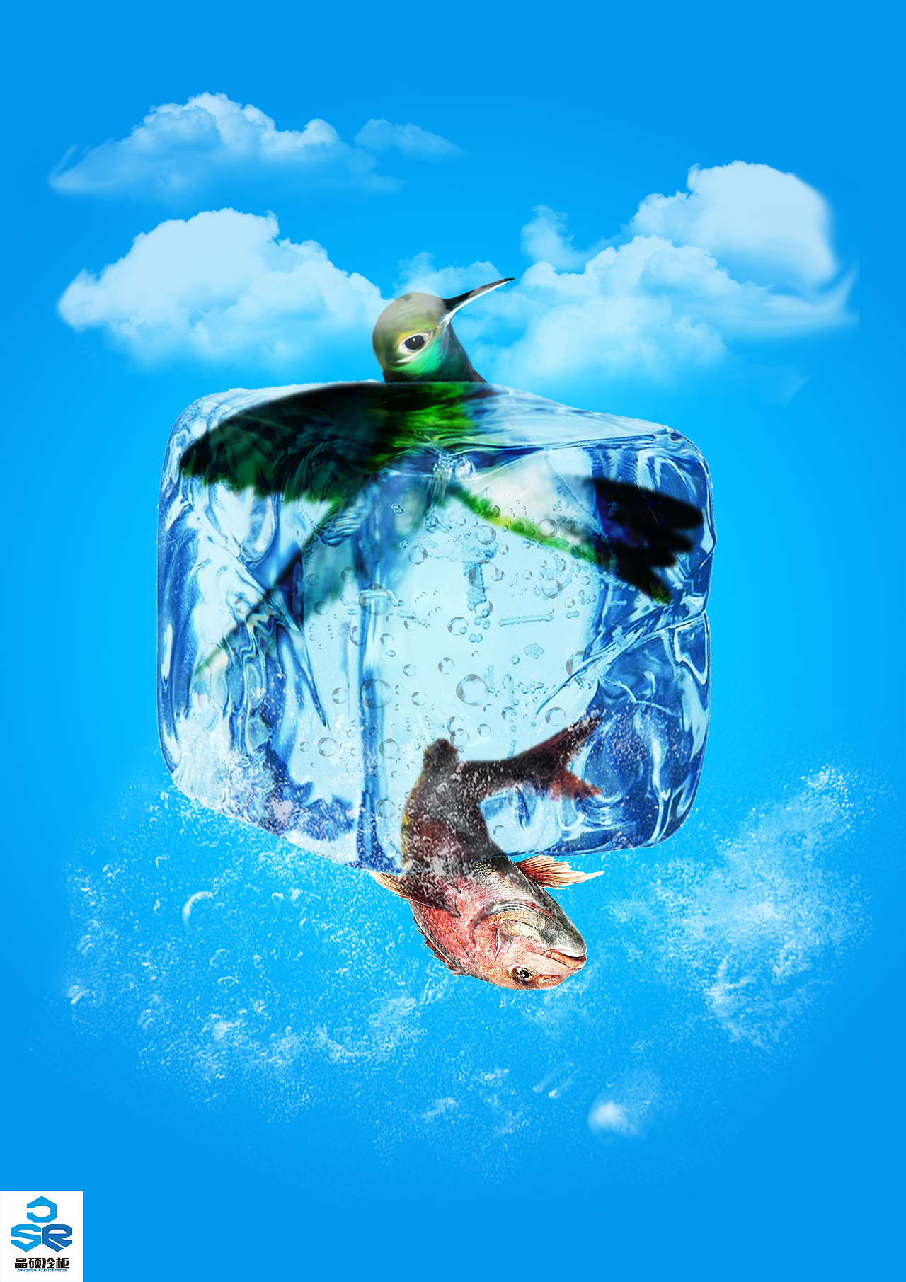《冰冰块困住的动物》创意冰箱广告设计（图ZOTg3NzMwMzY=） - 海报 - 站酷设计师Z18439479原创素材 - 站酷ZCOOL