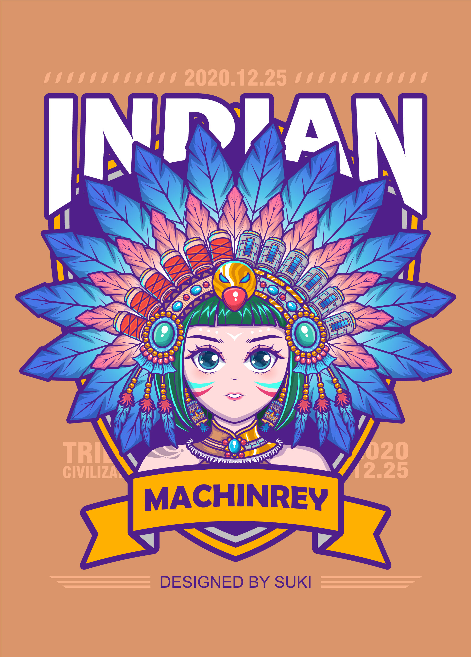 印第安系列插画人物头像
