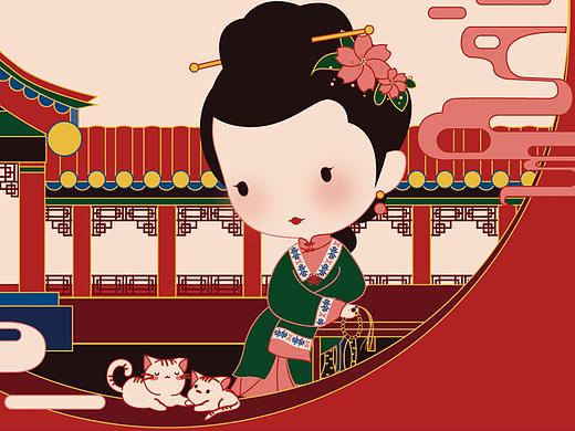 故宫美人Q版插画