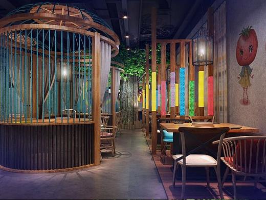 郑州酸汤鱼火锅店设计公司_鱼火锅店效果图_京创装饰