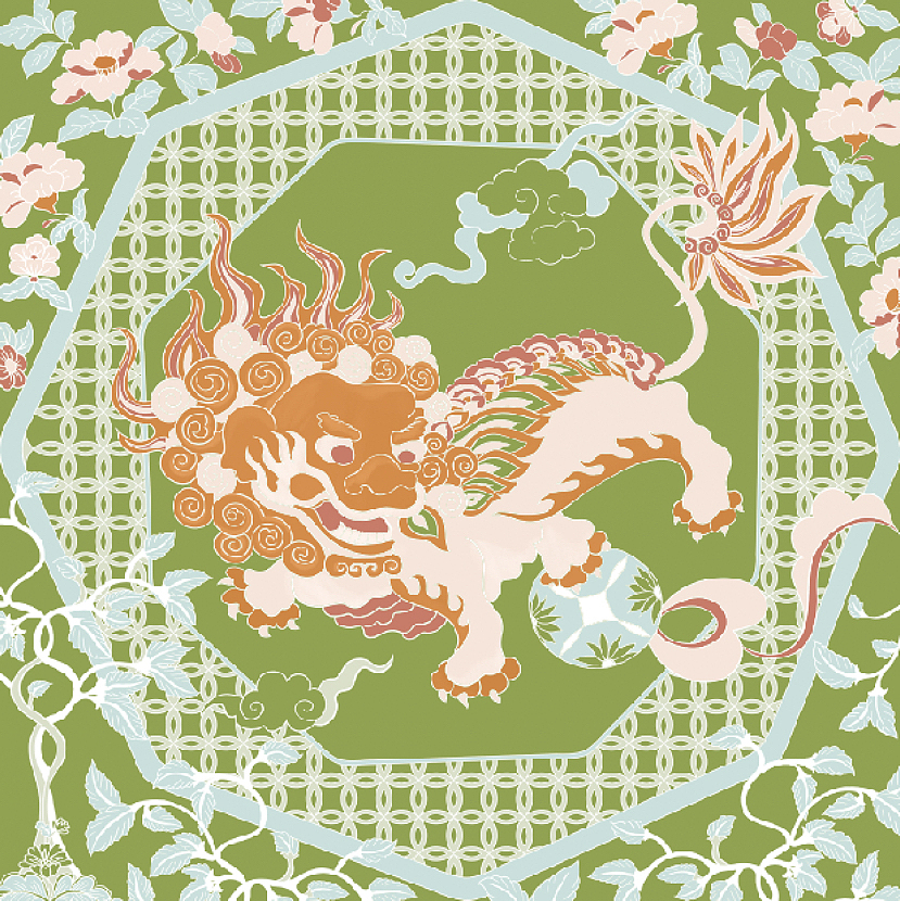 原创中国瑞兽纹样插画—狮纹