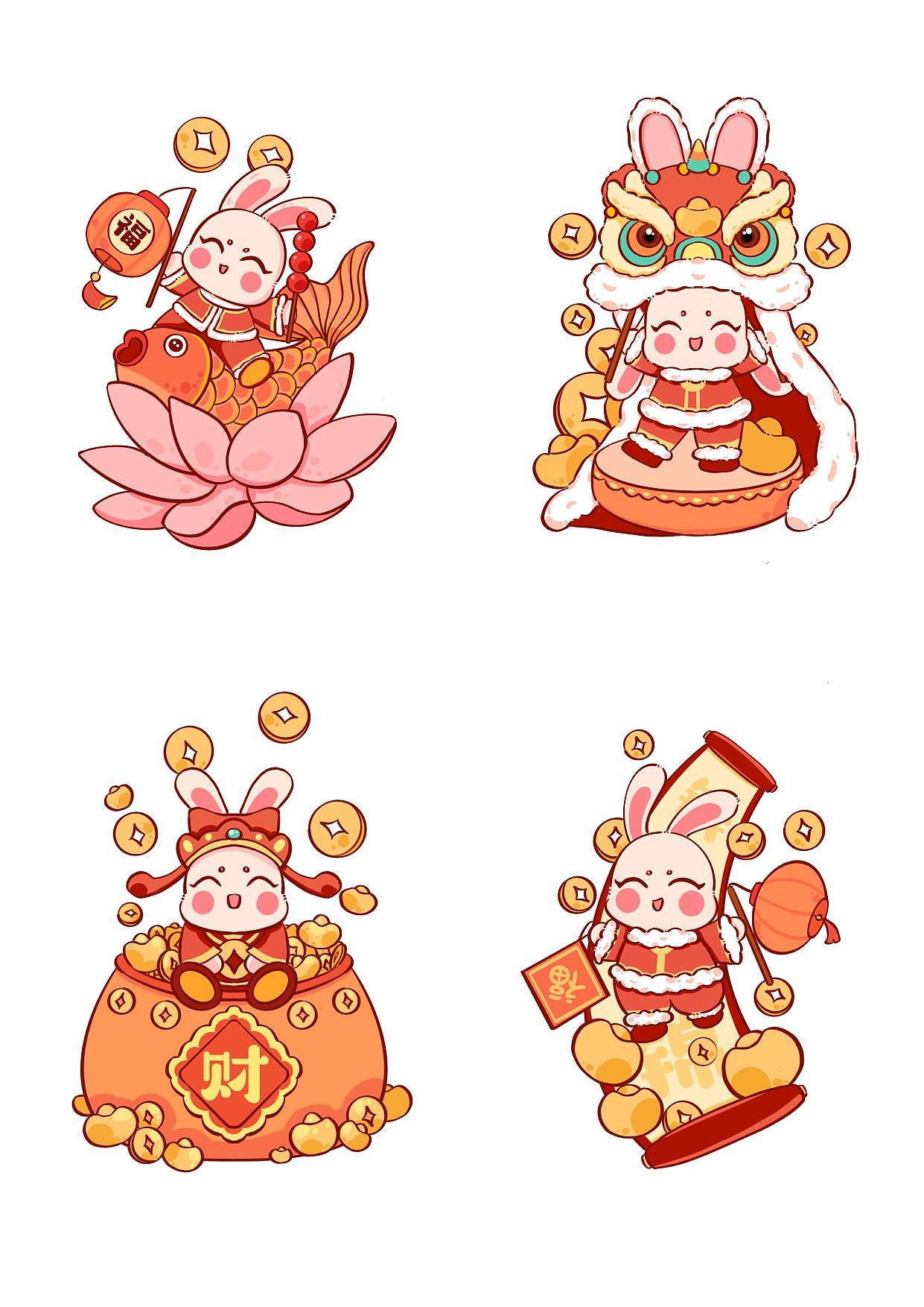 褔兔迎春|兔年插画