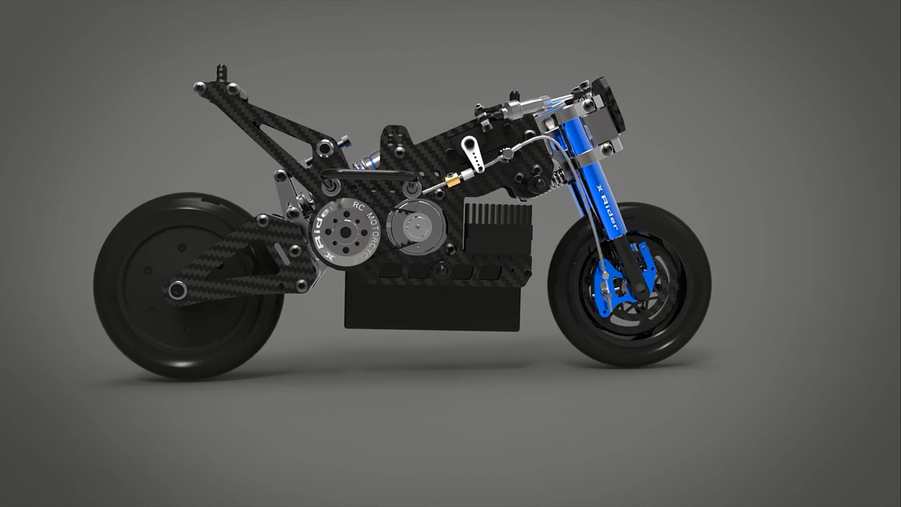 竞速摩托车模型产品展示+组装过程动画