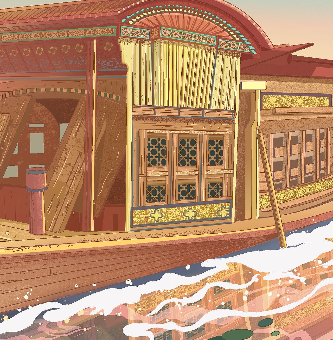 浙江嘉兴南湖红船红色文化插画设计