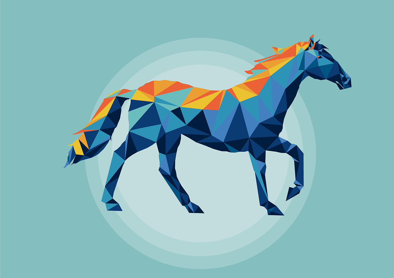 十二生肖lowpoly风格插画