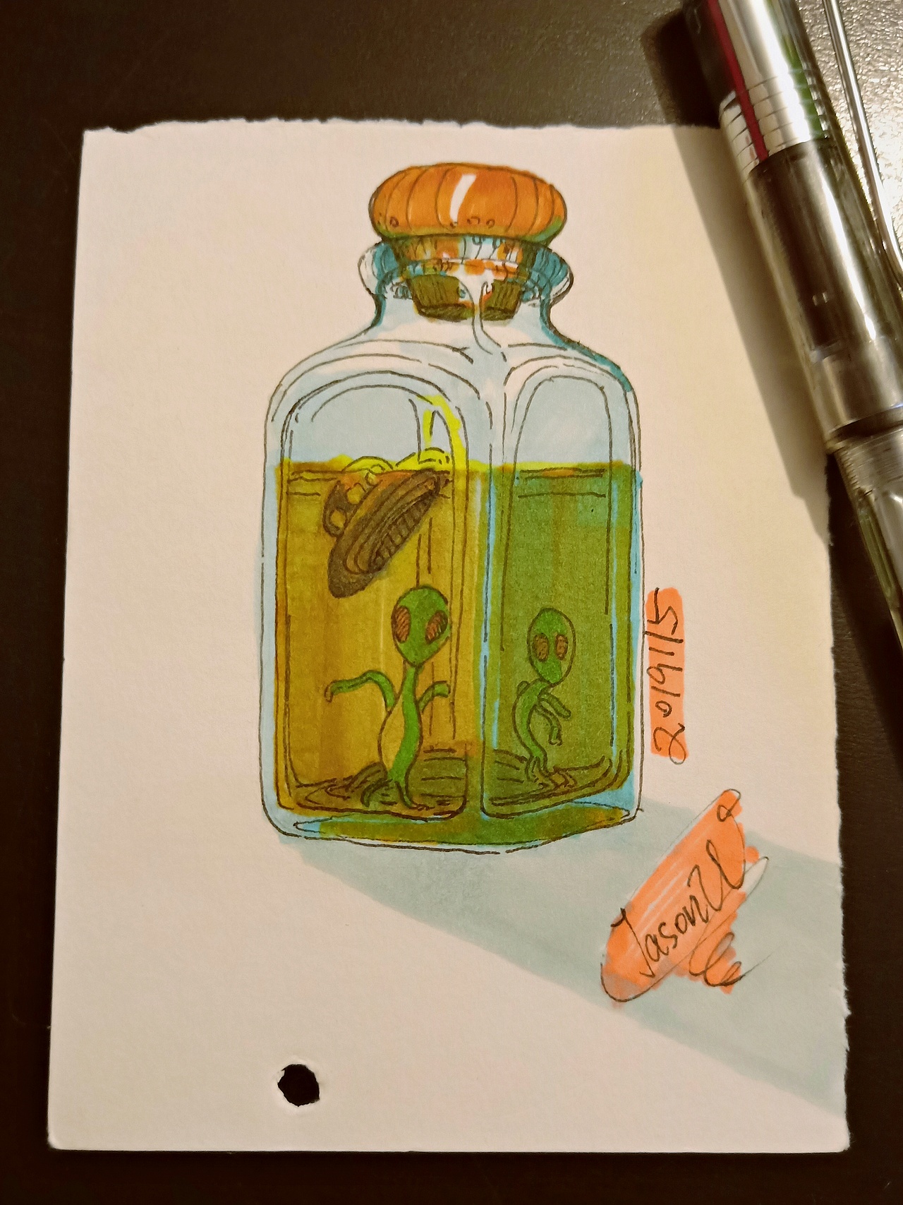 《威士忌中的👽》（图ZMTgzNjYxMjM2） - 新锐潮流插画 - 站酷设计师不尬聊男孩原创素材 - 站酷ZCOOL