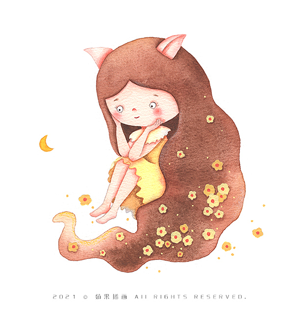 精靈女孩與花兒系列原創(chuàng)水彩插畫（圖ZMjY2NDAxNTky） - 商業(yè)插畫 - 站酷設(shè)計師茹果插畫原創(chuàng)素材 - 站酷ZCOOL