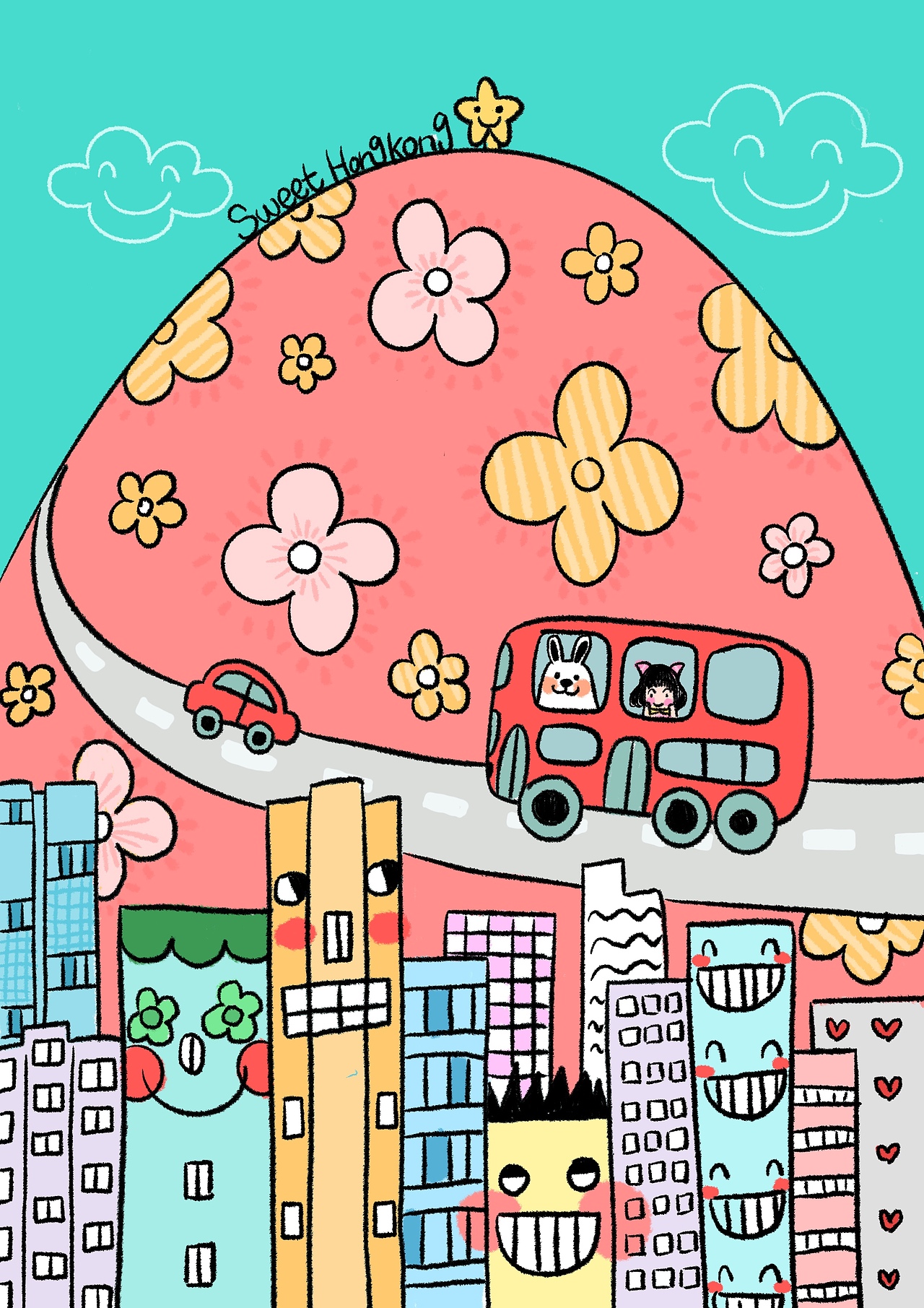 MOOYO 和大兔子 - 遇见甜蜜（图ZMjE4ODE5NDY4） - 艺术插画 - 站酷设计师MOOYO麻药原创素材 - 站酷ZCOOL