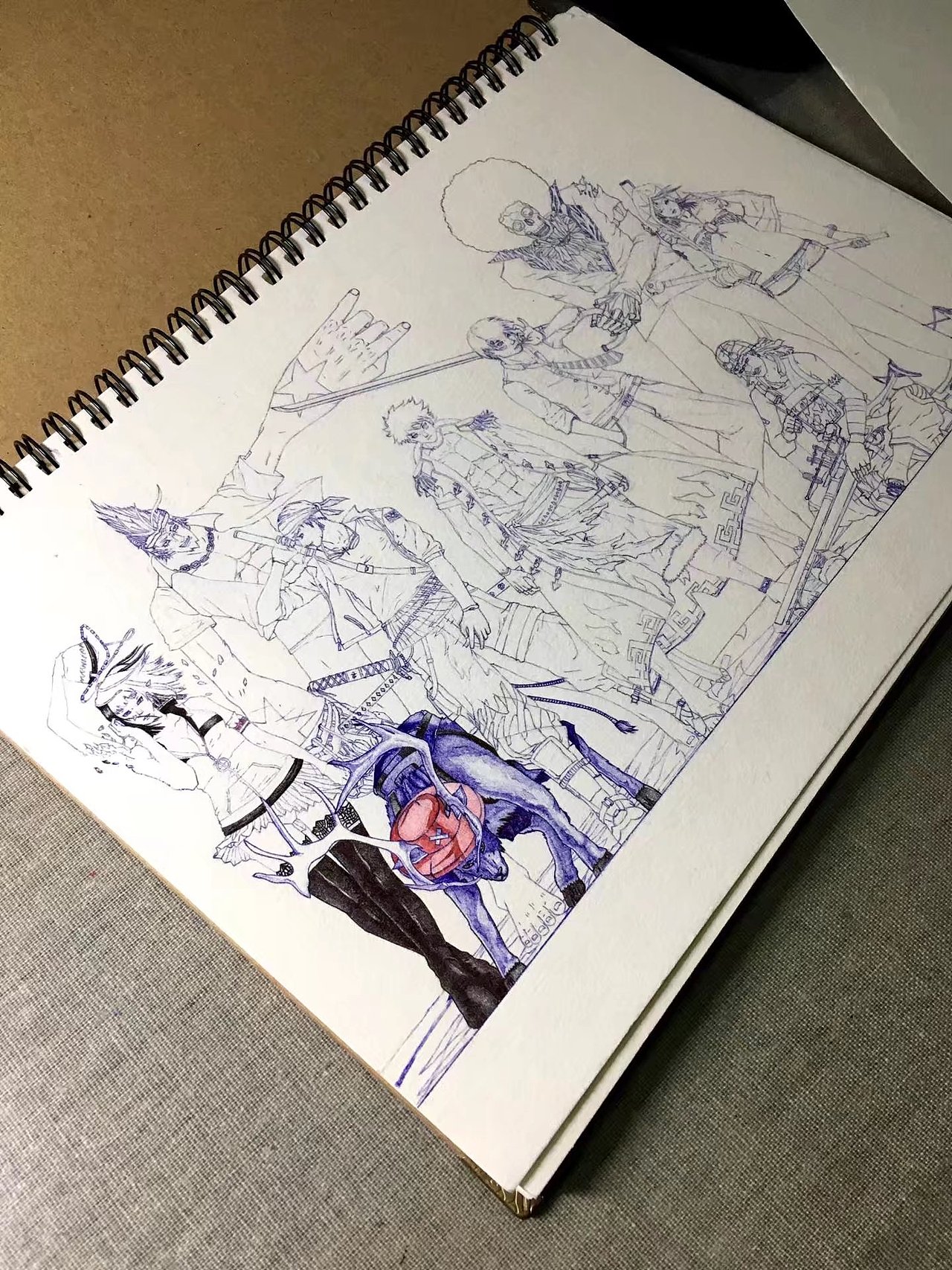 海贼王合影——圆珠笔画（图ZOTMyNTU4Njg=） - 绘画 - 站酷设计师441137411原创素材 - 站酷ZCOOL