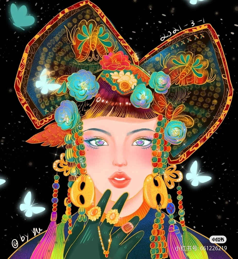 民族风人像插画（图ZMjY3MTgwMjIw） - 艺术插画 - 站酷设计师小喻不摸鱼原创素材 - 站酷ZCOOL