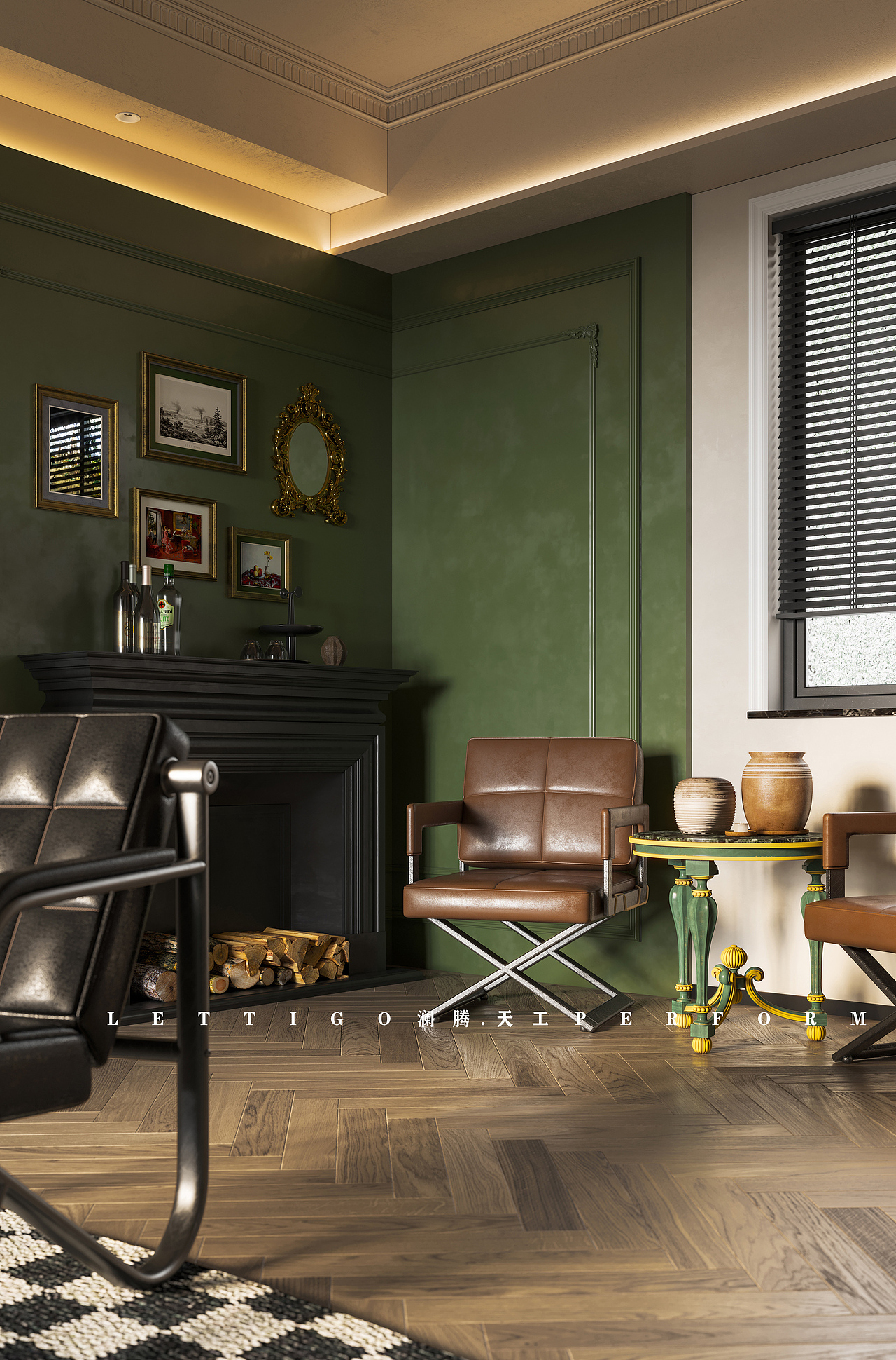 南洋法式+复古橄榄绿，就像走进了走进赫本的家（图ZMzEyOTE2ODA4） - 家装设计 - 站酷设计师DesignerZtt186原创素材 - 站酷ZCOOL