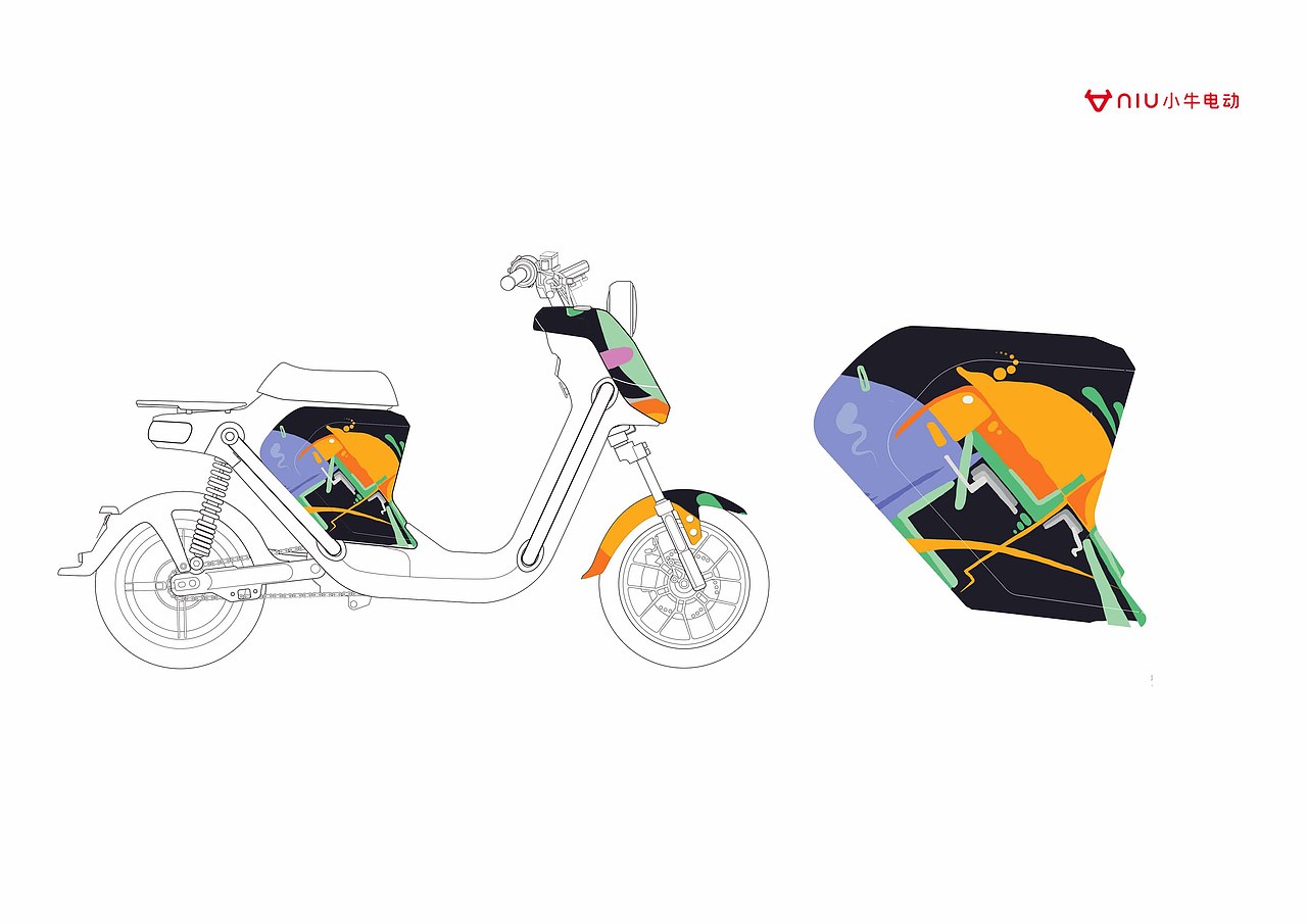 小牛电动车车身涂鸦