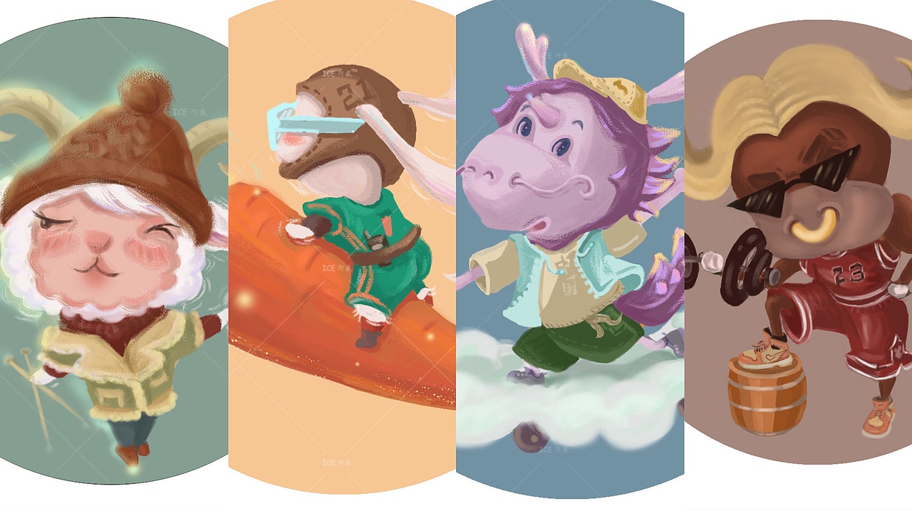 儿插/十二生肖系列1-4（图ZMjk1Mzk5MjIw） - 商业插画 - 站酷设计师ICE阿戴原创素材 - 站酷ZCOOL