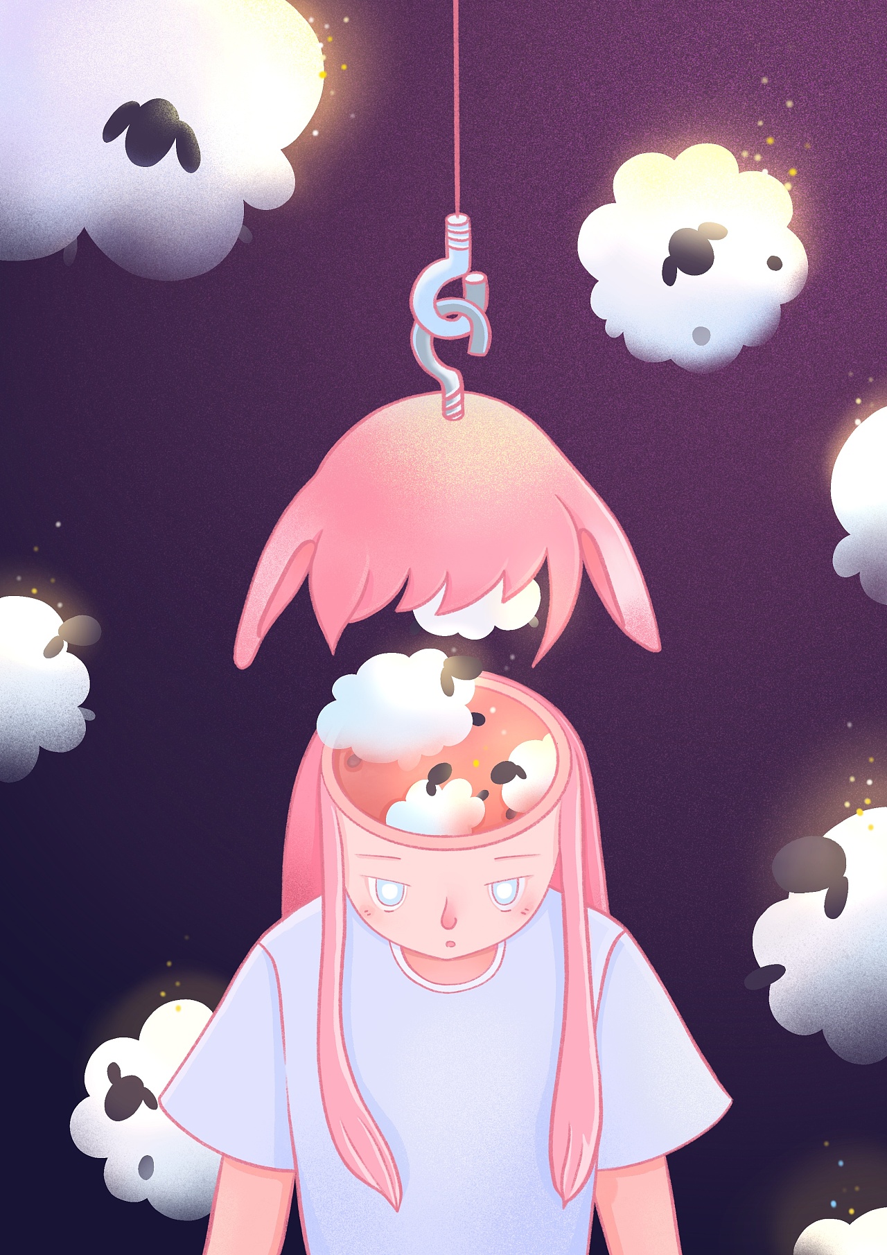 粉色调的负面情绪|插画|创作习作|tooya兔牙 - 原创作品 - 站酷