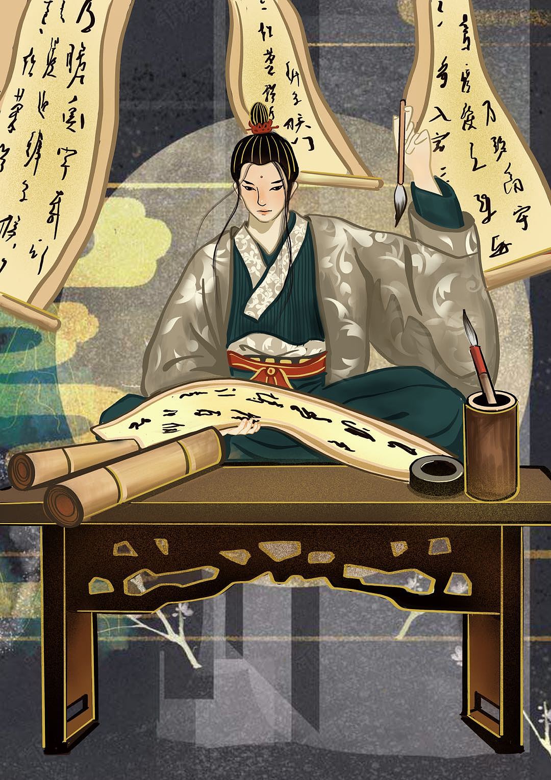 西籽板绘每周打卡——文昌帝君（图ZMjA5ODk2NTgw） - 创作习作 - 站酷设计师Z01490499原创素材 - 站酷ZCOOL