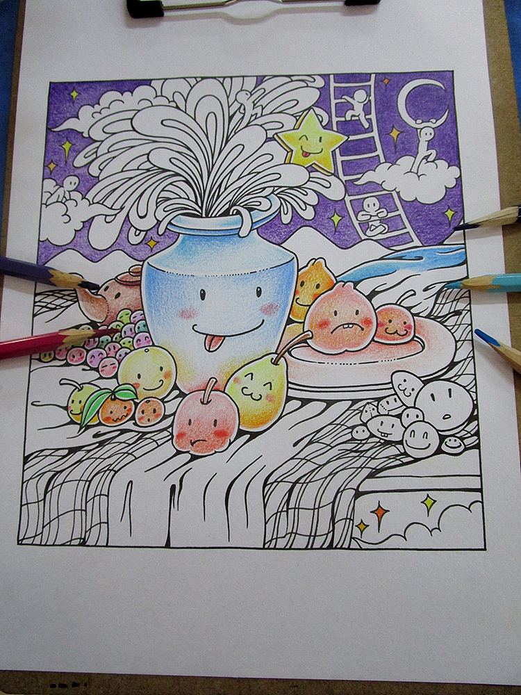 最近比较喜欢紫色调。好几幅作品都尝试了紫色调。