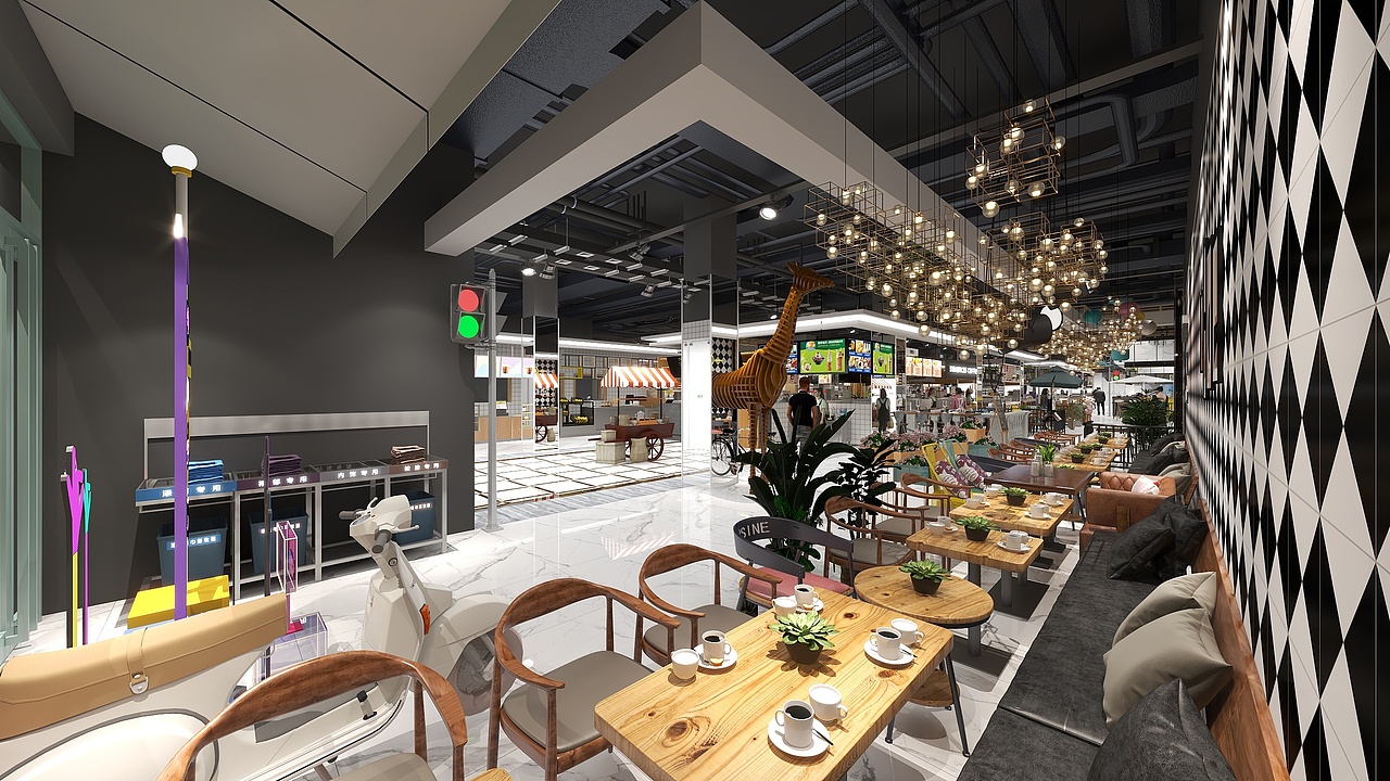 河南平市某地商业空间餐饮区方案(改造区域)