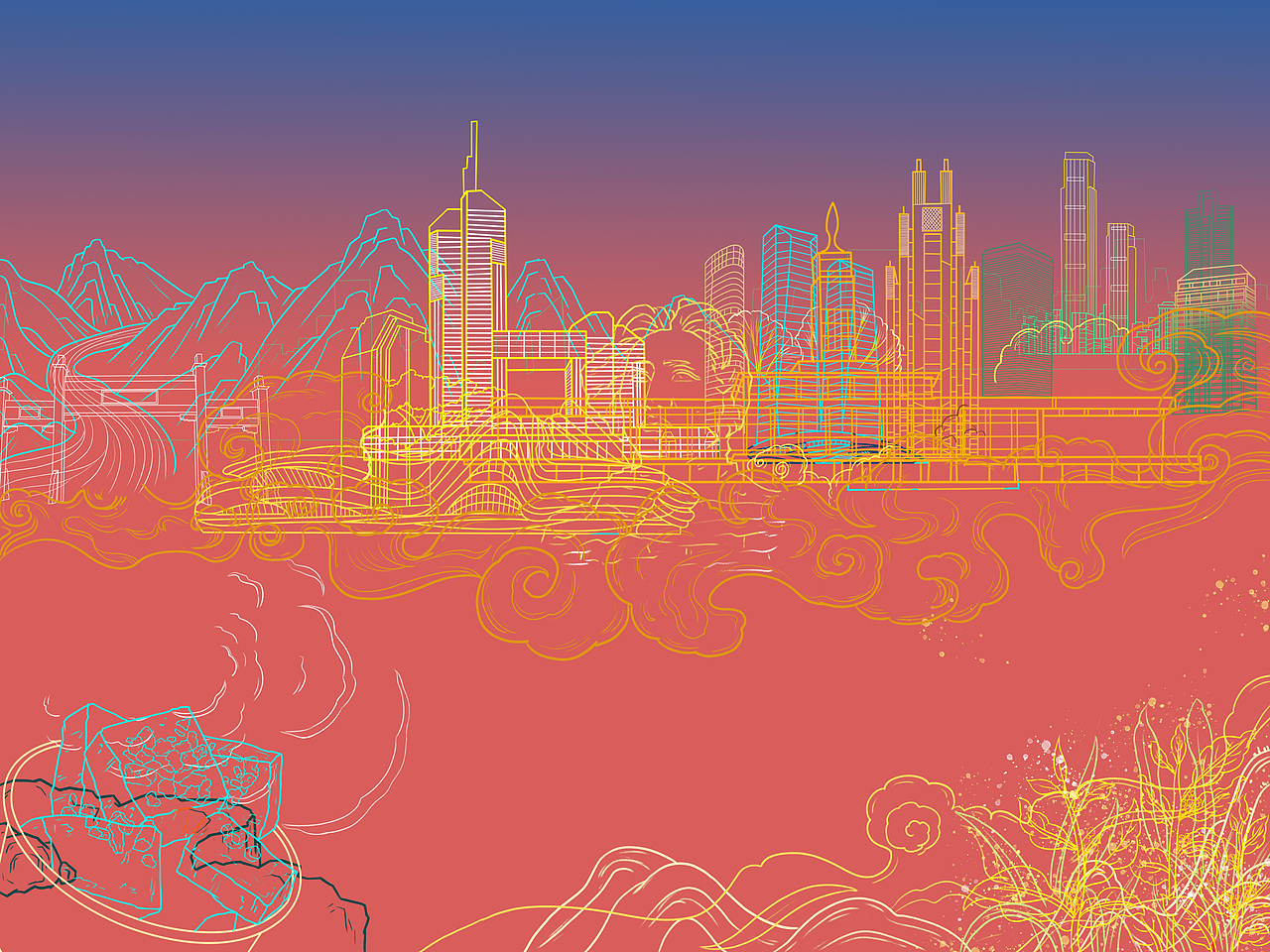 国潮风城市插画系列——长沙（图ZMjY2MTgwODQ4） - 商业插画 - 站酷设计师拾光拾美原创素材 - 站酷ZCOOL