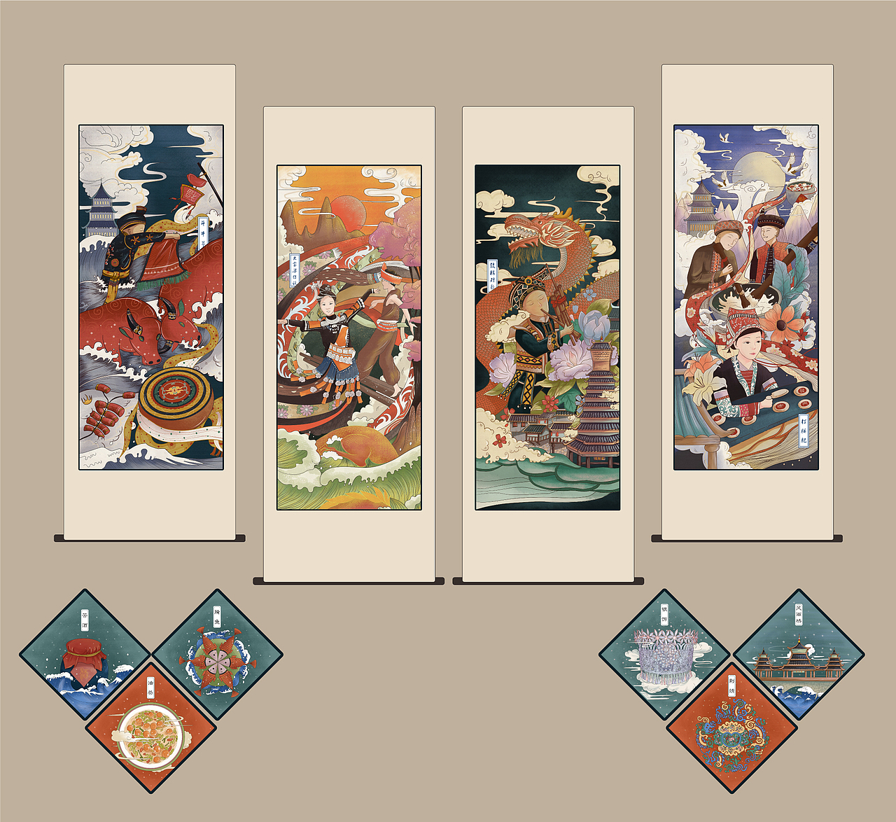 毕业设计——《侗·俗》少数民族系列插画（图ZMTU5ODU4MDQw） - 创作习作 - 站酷设计师Norahw_Wu原创素材 - 站酷ZCOOL