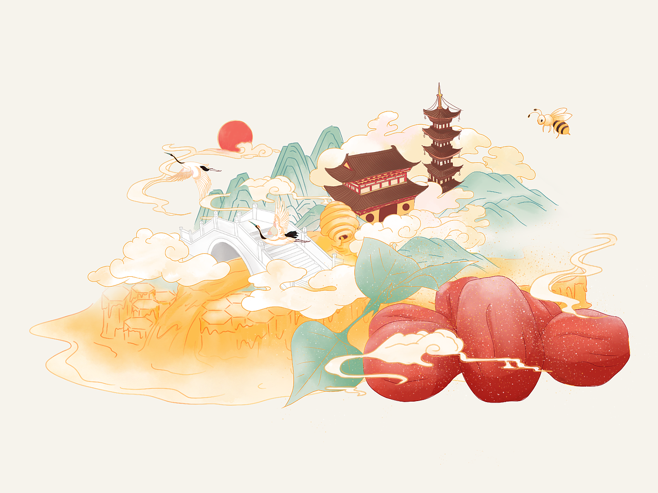 蜂蜜水果插画系列