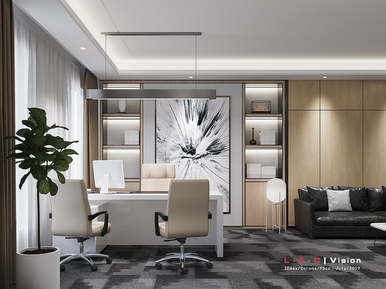 现代简约办公空间（图ZMTY4MzQ3MzUy） - 家装设计 - 站酷设计师SAMU丨STUDIO原创素材 - 站酷ZCOOL