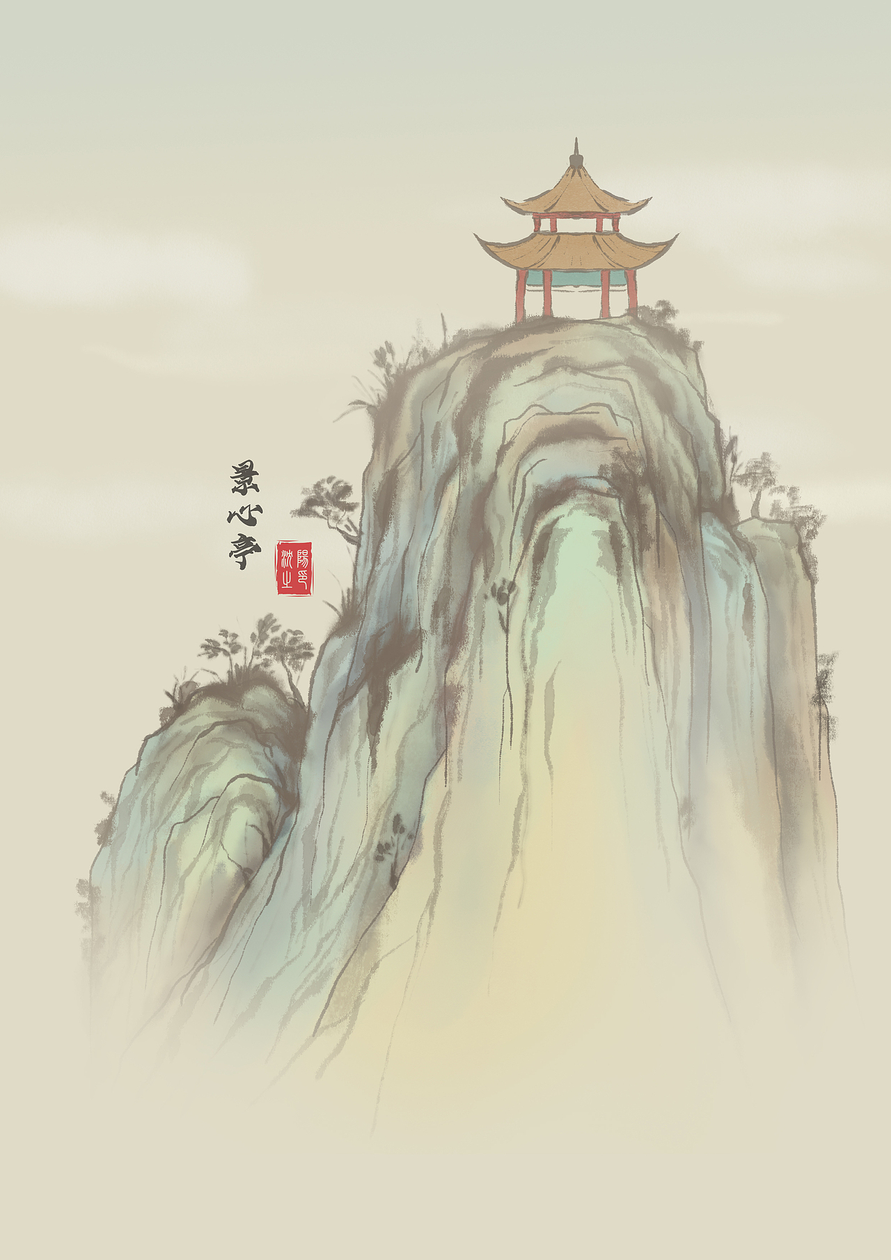 白石山-景点手绘（图ZMjk5MTY2NDQ0） - 商业插画 - 站酷设计师caro酱原创素材 - 站酷ZCOOL