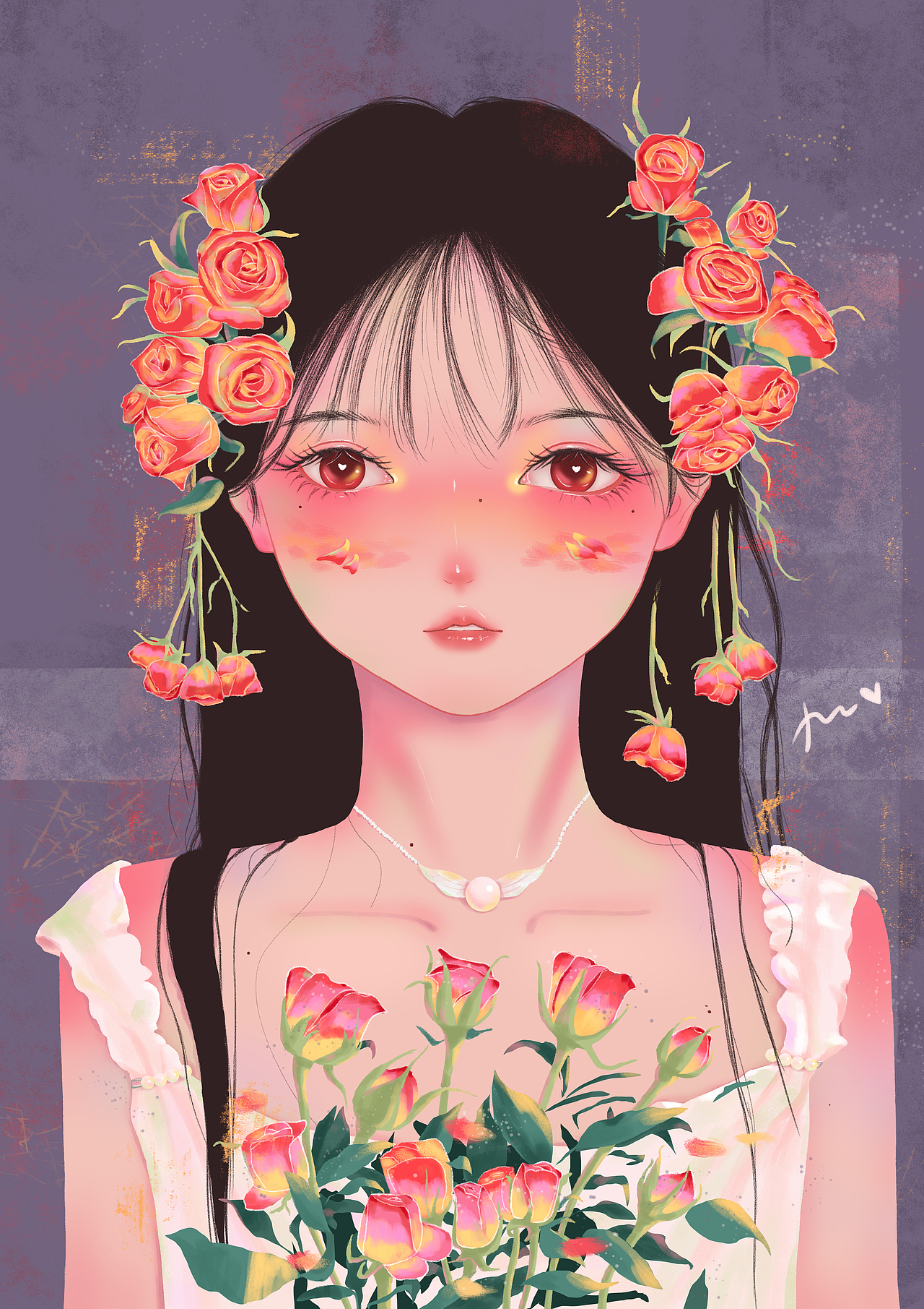 少女与花插画 合集（图ZMzI2ODc5OTky） - 创作习作 - 站酷设计师荔枝小雪人9原创素材 - 站酷ZCOOL