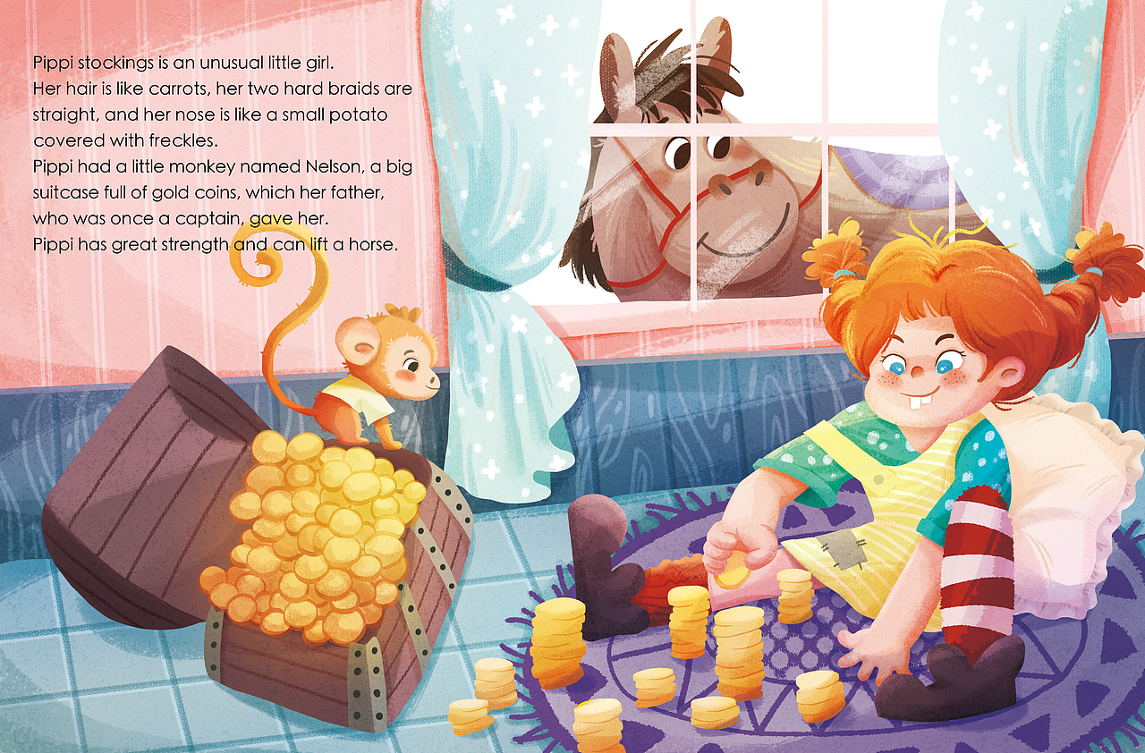 《长袜子皮皮》pippi longstocking 英文绘本